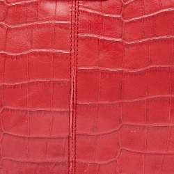 Gianfranco Ferre Red Croc Embossed Leather Tote