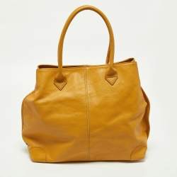 Gianfranco Ferre Mustard Leather Shopper Tote