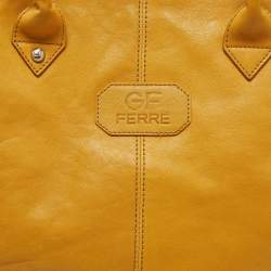 Gianfranco Ferre Mustard Leather Shopper Tote