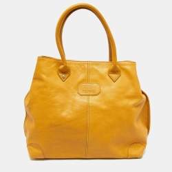 Gianfranco Ferre Mustard Leather Shopper Tote