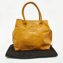 Gianfranco Ferre Mustard Leather Shopper Tote