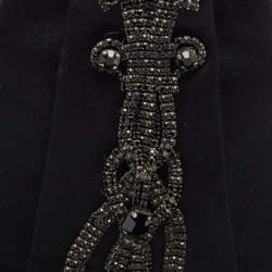 Pre Owned Gianfranco Ferre Black Pleated Satin Crystals Bangle Clutch