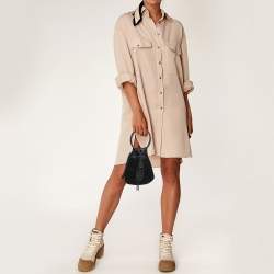 Pre Owned Gianfranco Ferre Black Pleated Satin Crystals Bangle Clutch