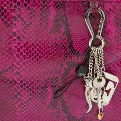 Gianfranco Ferre Magenta Python Side Zip Oversized Clutch