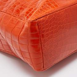 Gianfranco Ferre Orange Crocodile Buckle Tote