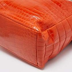 Gianfranco Ferre Orange Crocodile Buckle Tote