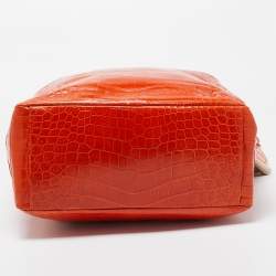 Gianfranco Ferre Orange Crocodile Buckle Tote