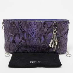 Gianfranco Ferre Purple Python Side Zip Oversized Clutch