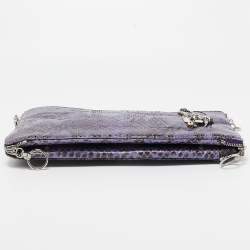 Gianfranco Ferre Purple Python Side Zip Oversized Clutch