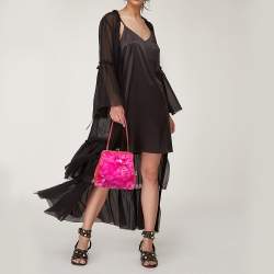 Gianfranco Ferre Red/Magenta Crocodile and Feather Top Handle Bag