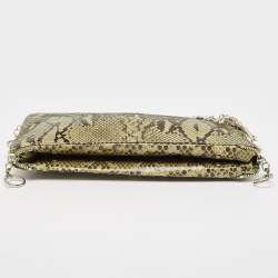 Gianfranco Ferre Olive Green Python Oversized  Zip Clutch