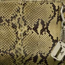 Gianfranco Ferre Olive Green Python Oversized  Zip Clutch