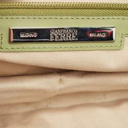 Gianfranco Ferre Olive Green Python Oversized  Zip Clutch