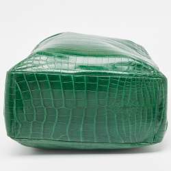 Gianfranco Ferre Green Crocodile Grommet Tote