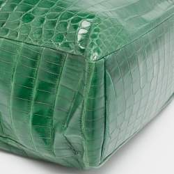 Gianfranco Ferre Green Crocodile Grommet Tote