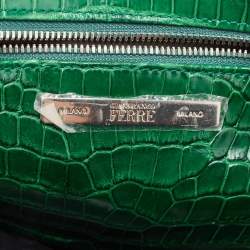Gianfranco Ferre Green Crocodile Grommet Tote