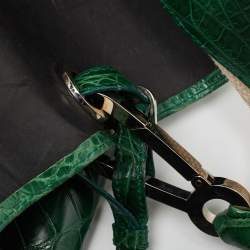Gianfranco Ferre Green Crocodile Grommet Tote