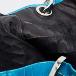 Gianfranco Ferre Turquoise Blue Crocodile Grommet Tote