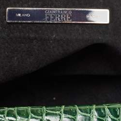 Gianfranco Ferre Black/Green Rabbit Fur, Croc and Leather Zip Hobo