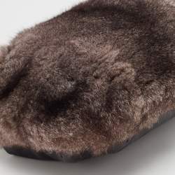 Gianfranco Ferre Black/Green Rabbit Fur, Croc and Leather Zip Hobo