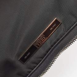 Gianfranco Ferre Black Canvas Zip Around Clutch