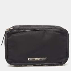 Gianfranco Ferre Black Canvas Zip Around Clutch