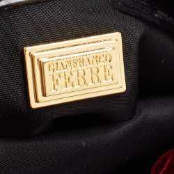 Pre Owned Gianfranco Ferre Burgundy Velvet Crystal And Bead Embellished Shoulder Bag