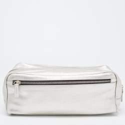 Gianfranco Ferre Silver Leather Oversized Pouch