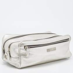 Gianfranco Ferre Silver Leather Oversized Pouch