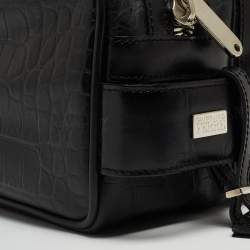 Gianfranco Ferre Black Croc Embossed Leather Oversized Pouch
