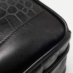 Gianfranco Ferre Black Croc Embossed Leather Oversized Pouch
