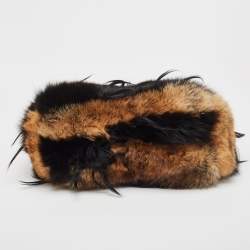 Gianfranco Ferre Brown/Black Fur Charm Frame Satchel