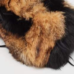 Gianfranco Ferre Brown/Black Fur Charm Frame Satchel