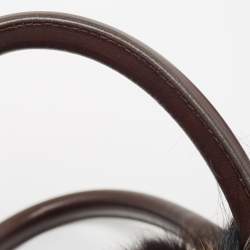 Gianfranco Ferre Brown/Black Fur Charm Frame Satchel