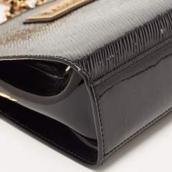 Gianfranco Ferre Black Patent Leather Chain Shoulder Bag
