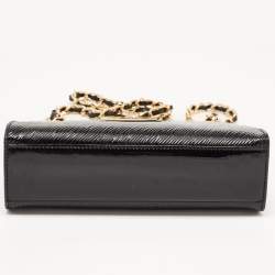 Gianfranco Ferre Black Patent Leather Chain Shoulder Bag