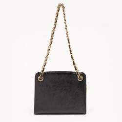 Gianfranco Ferre Black Patent Leather Chain Shoulder Bag