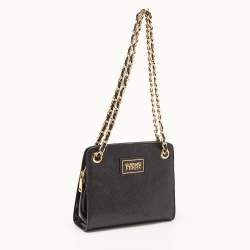 Gianfranco Ferre Black Patent Leather Chain Shoulder Bag