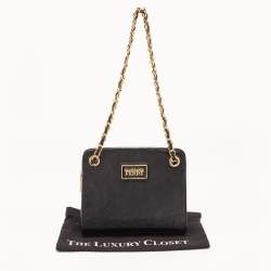 Gianfranco Ferre Black Patent Leather Chain Shoulder Bag