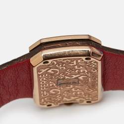 Pre Owned GF Ferre Brown Rose Gold Plated Stainless Steel Leather 9049L Women's Wristwatch 41 mm 