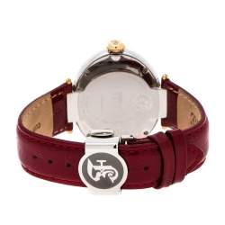 Gianfranco Ferre Red White Stainless Steel Diamond Collection Oval Watch 44 mm