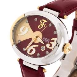 Gianfranco Ferre Red White Stainless Steel Diamond Collection Oval Watch 44 mm