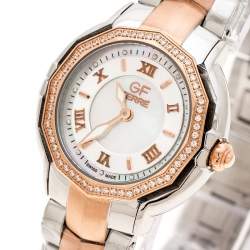 Pre Owned Gianfranco Ferre Mother of Pearl Two-Tone Stainless Steel Women's Wristwatch 33 mm