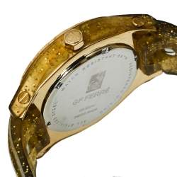 Pre Owned Gianfranco Ferre Yellow Gold Plated Stainless Steel Rubber Diamond GF.9024J Women's Wristwatch 45 mm