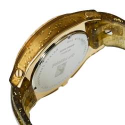 Pre Owned Gianfranco Ferre Yellow Gold Plated Stainless Steel Rubber Diamond GF.9024J Women's Wristwatch 45 mm