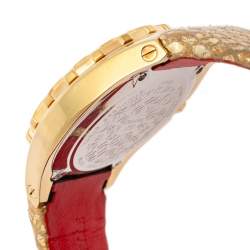Gianfranco Ferre Mother of Pearl Gold Plated Stainless Steel Leather 9062J Women's Wristwatch 44 mm