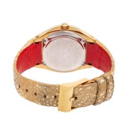 Gianfranco Ferre Mother of Pearl Gold Plated Stainless Steel Leather 9062J Women's Wristwatch 44 mm