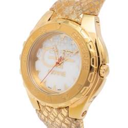 Gianfranco Ferre Mother of Pearl Gold Plated Stainless Steel Leather 9062J Women's Wristwatch 44 mm