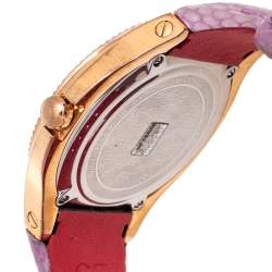 GF Ferre White Rose Gold Plated Stainless Steel Leather 9079J Women's Wristwatch 45 mm