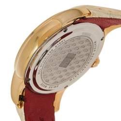Pre Owned GF Ferre Champagne Gold Plated Stainless Steel Leather 9065B Women's Wristwatch 42 mm